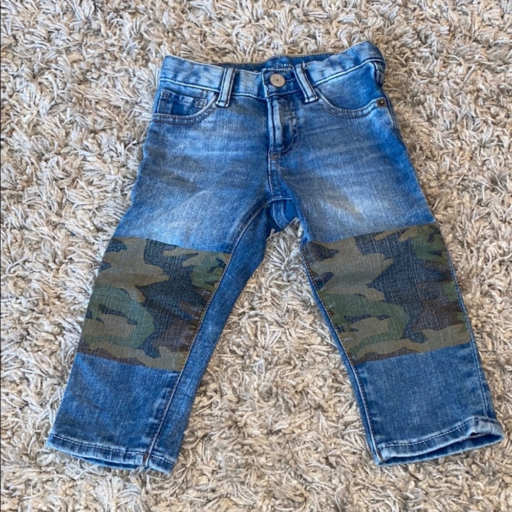 Gap denim 18-24 months jeans with camo patches.